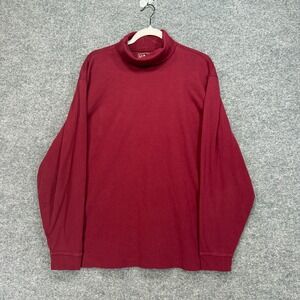 L.L Bean Turtleneck Shirt Mens XL Burgundy Red Cotton Long Sleeve Pullover